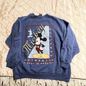 Vintage Blue Mickey Mouse Crew Neck Sweatshirt - XL